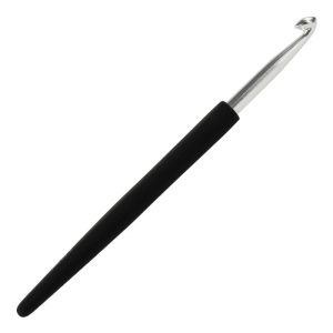 ganchillo aluminio plateado ergonomico knitpro medio mango negro resultado