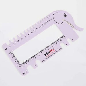 medidor de agujas y ganchillos knitpro elephant con cortahilos – el todo en uno imprescindible para tejedoras