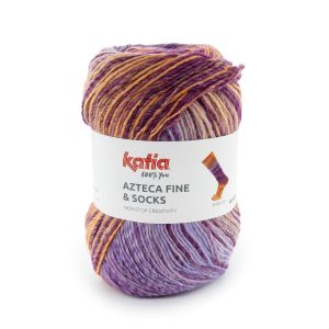 lana hilo aztecafineandsocks katia lana superwash acrilico poliamida lila naranja otono invierno sonar tejer 35